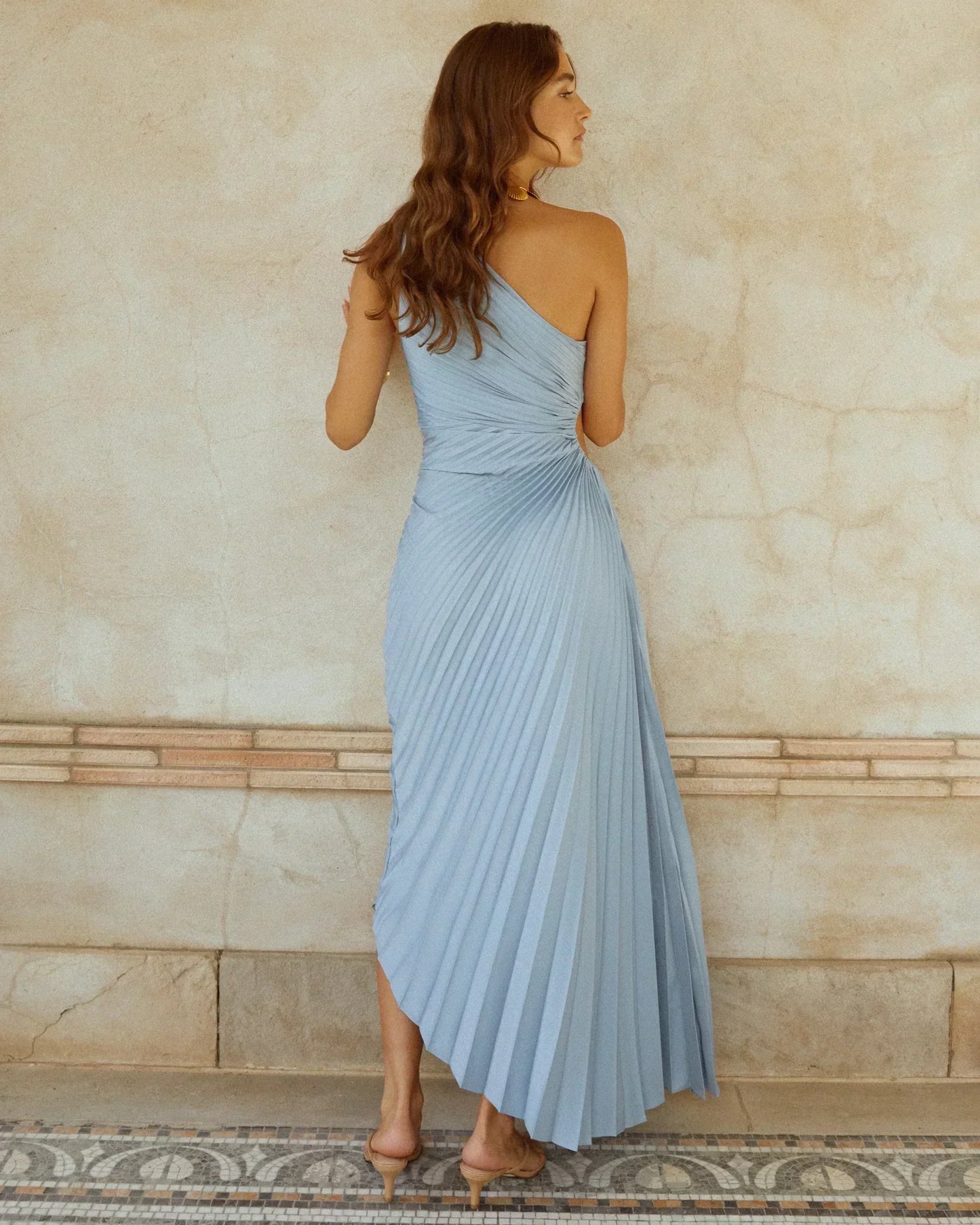 Gianna | One-Shoulder Pleated Midi Dress