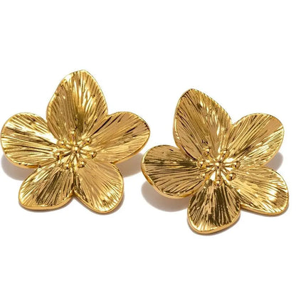 Elle™ - Hypoallergenic vintage flower stud earrings, 18k gold-plated
