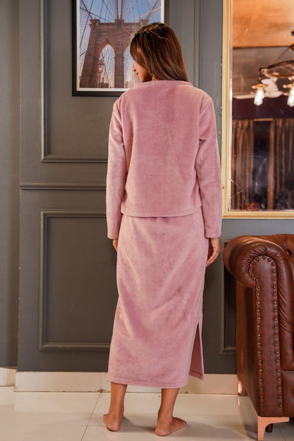 Heather™ - Supersoft wool top and skirt set in candy pink 