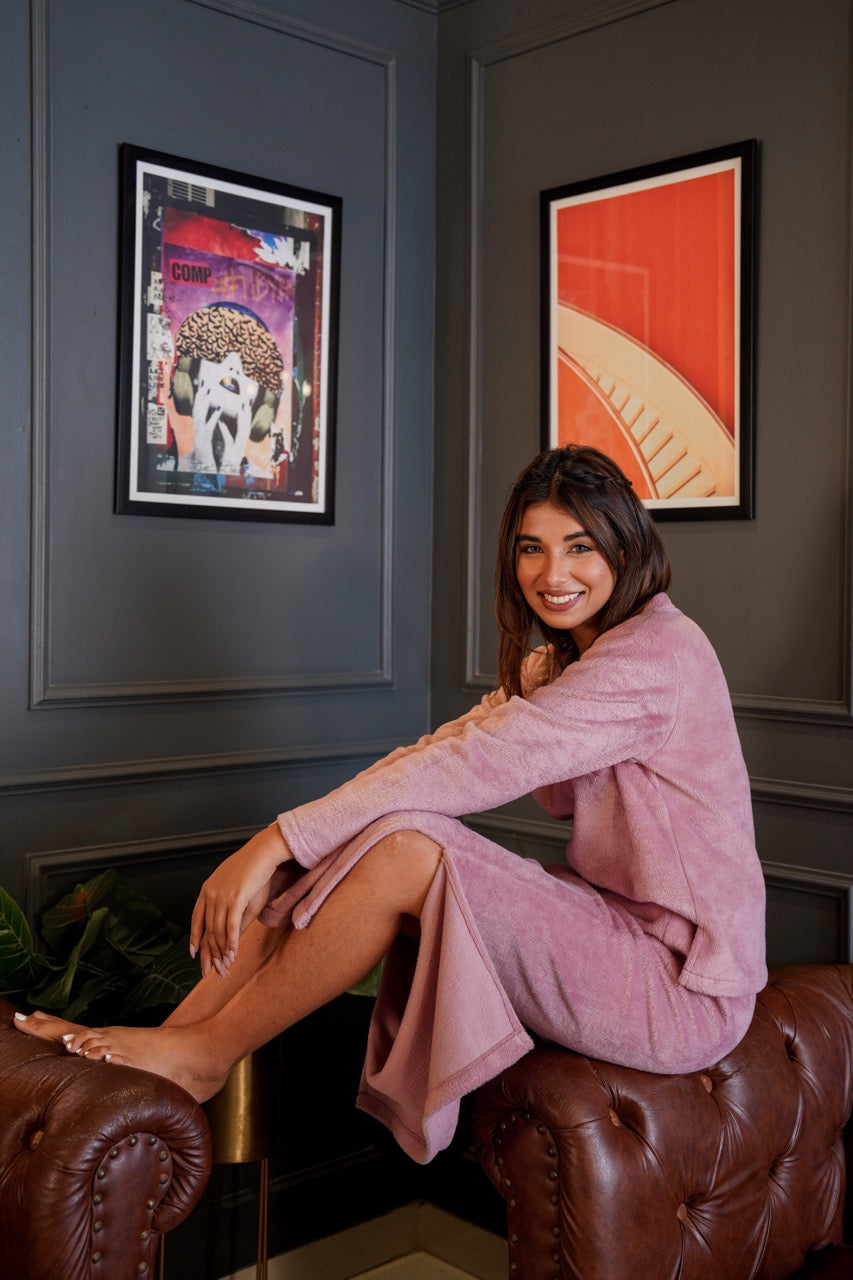 Heather™ - Supersoft wool top and skirt set in candy pink 