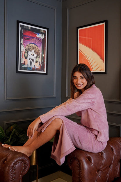 Heather™ - Supersoft wool top and skirt set in candy pink 