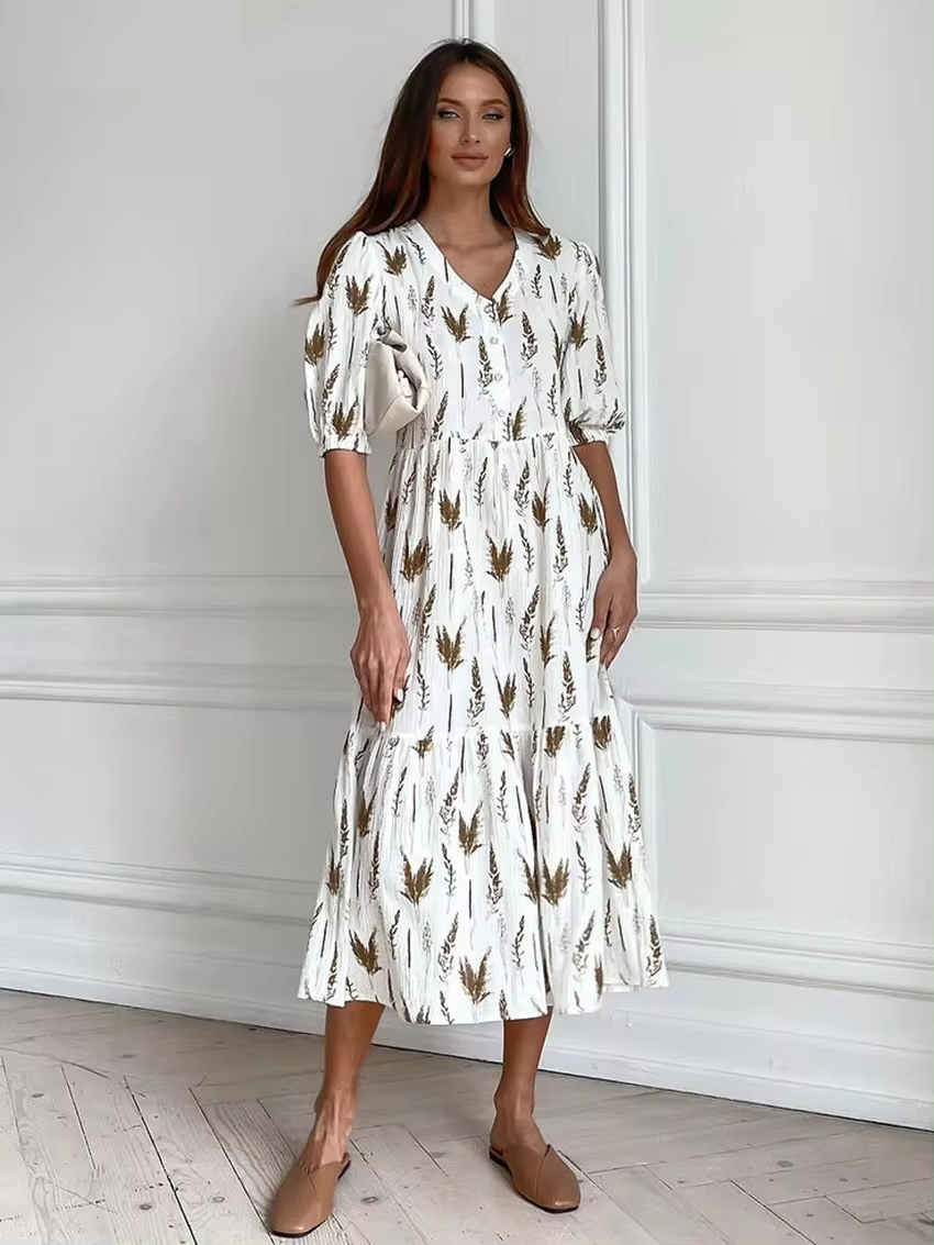 Elaina™ - Summery V-neck midi dress