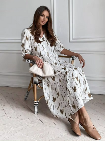 Elaina™ - Summery V-neck midi dress