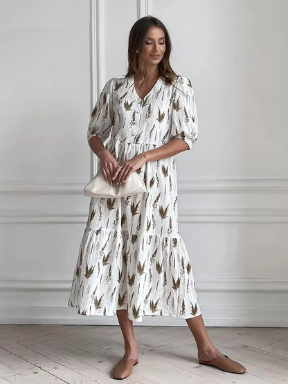 Elaina™ - Summery V-neck midi dress