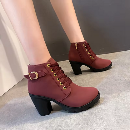 Ava™ - Lace-up high heel boots