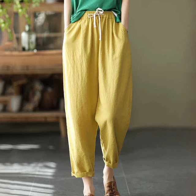 Sophia™ - Retro linen-cotton trousers with pockets