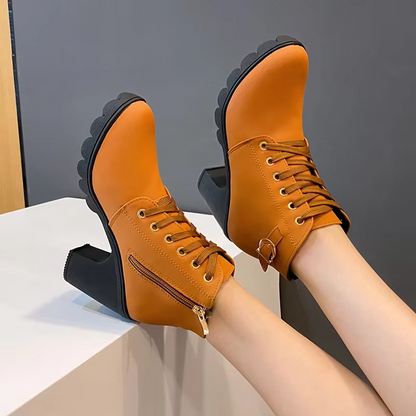 Ava™ - Lace-up high heel boots