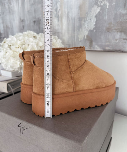 Brown leather platform ankle boots for stylish everyday wear 