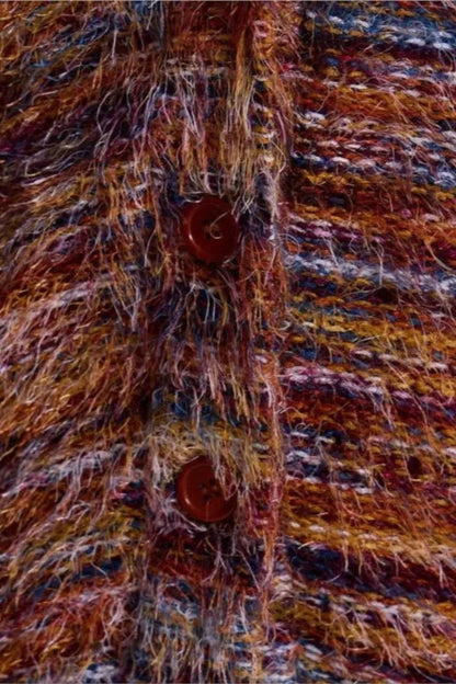 Cozy vintage striped V-neck cardigan 