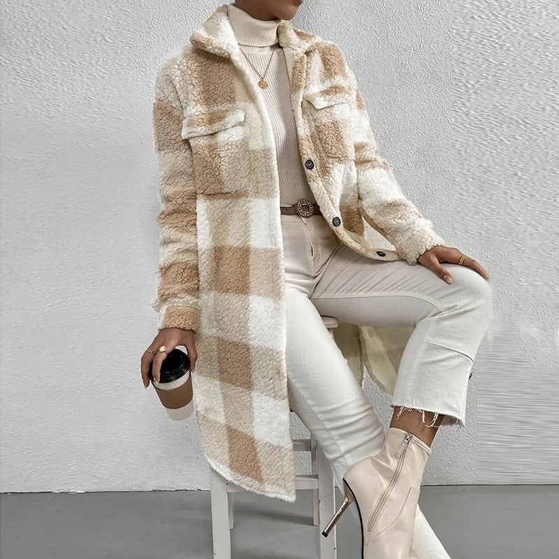 Karla | Checked teddy fleece overshirt
