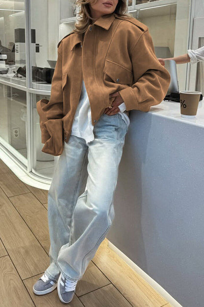 Relaxed leisure jacket with zipper and long sleeves 