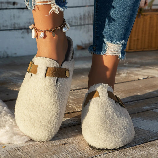 Cozy luxury lambskin slippers for winter comfort