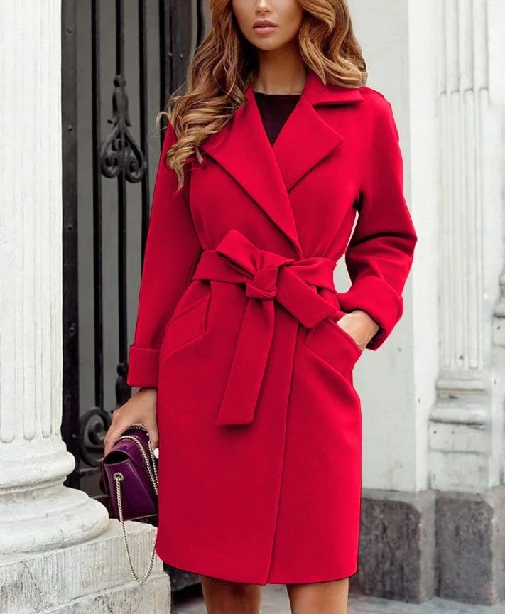 Frieda | Elegant coat with tie belt