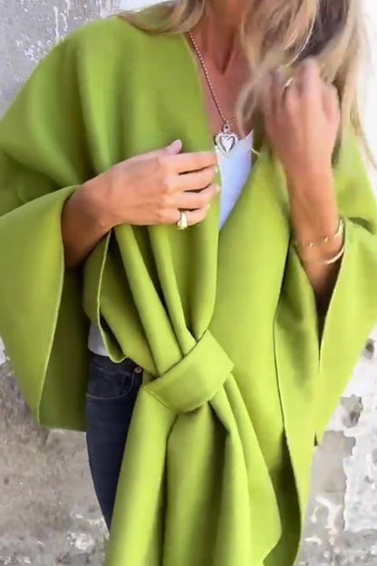 Cozy loose V-neck scarf cape jacket 