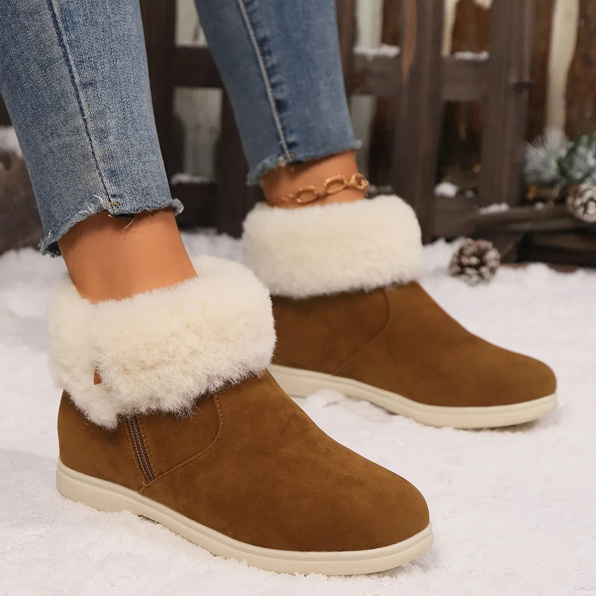 Frieda | Warm winter ankle boots with faux fur