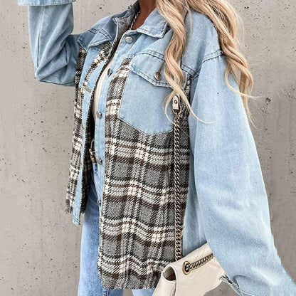 Stylish checked jacket with classic collar and button detail 