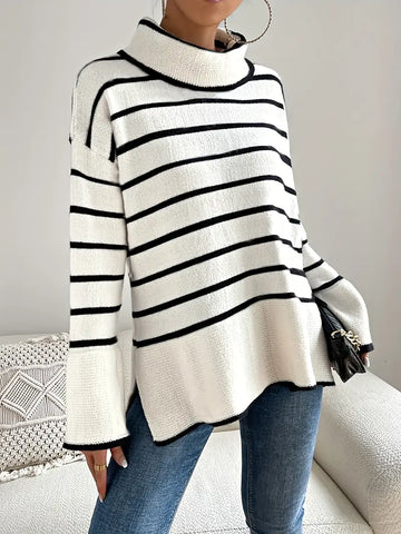 Clarice™ - Striped turtleneck sweater