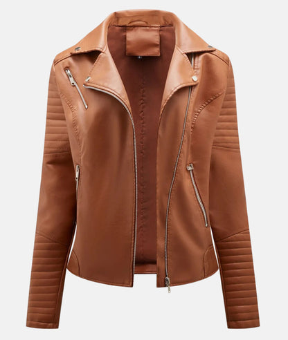 Stylish women's faux leather biker jacket 