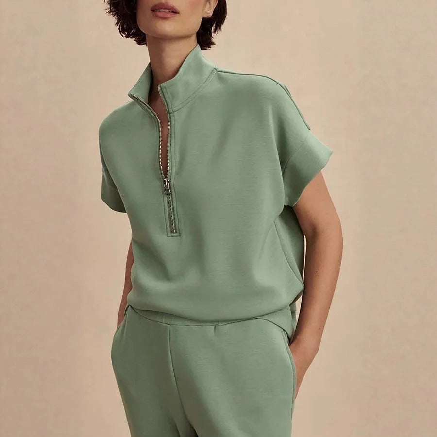 Cozy half-zip sweatshirt and jogger lounge set 