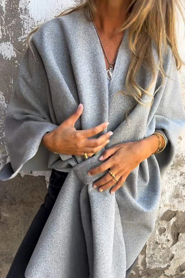 Cozy loose V-neck scarf cape jacket 