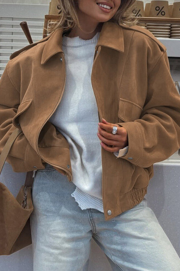 Relaxed leisure jacket with zipper and long sleeves 