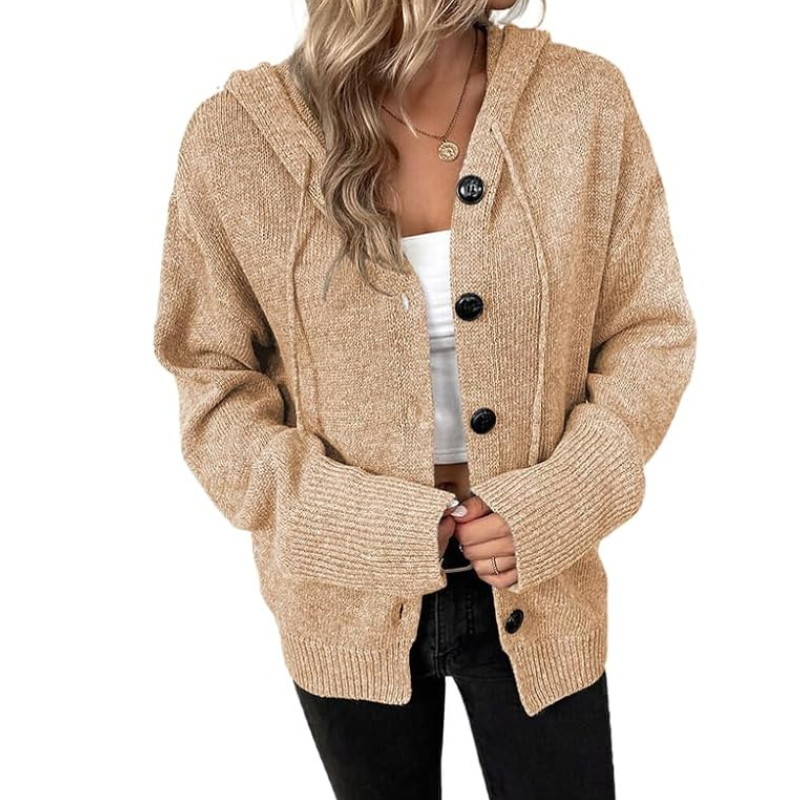 Cozy knitted cardigan with button placket for women 