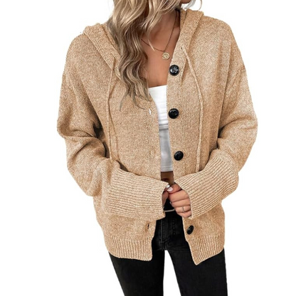 Cozy knitted cardigan with button placket for women 
