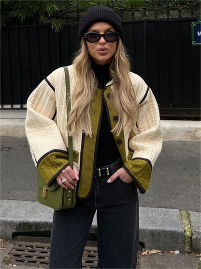 Cozy transitional jacket for women with button detail 