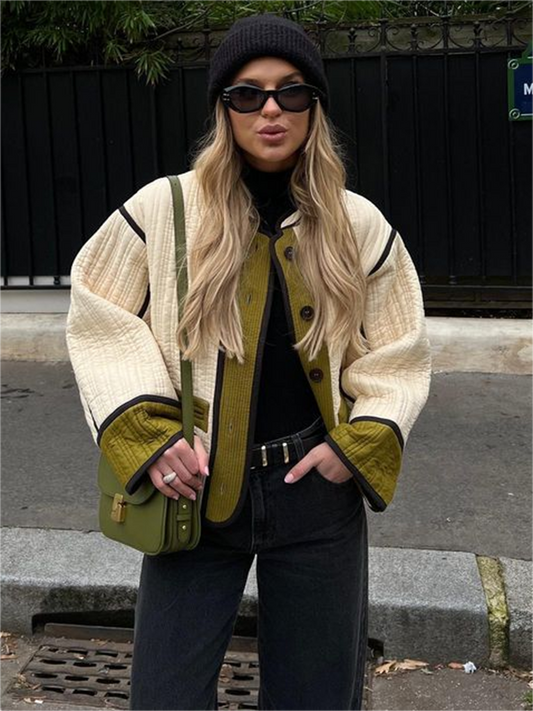 Cozy transitional jacket for women with button detail 