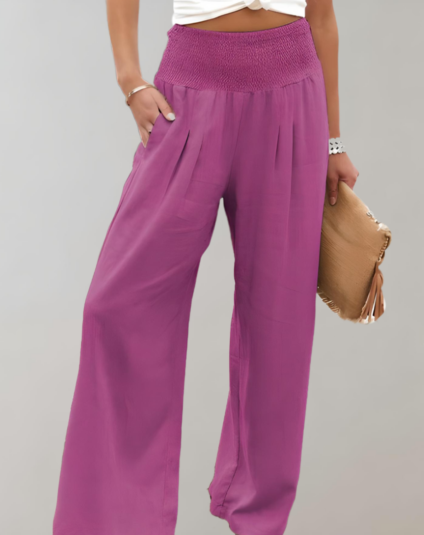High-waisted wide flared trousers 