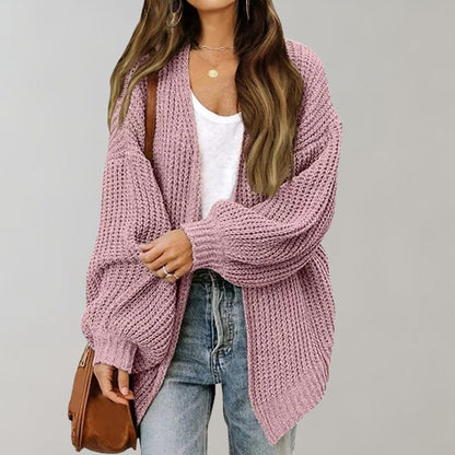 Cozy open-knit cardigan with bishop sleeves 