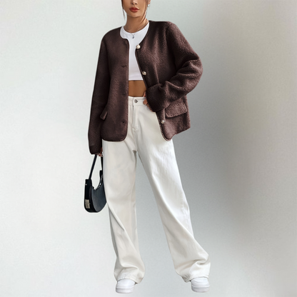 Cozy knitted cardigan with open front 