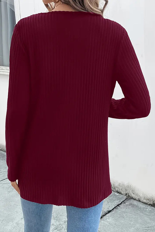 Boho knit cardigan with floral trim and long sleeves 