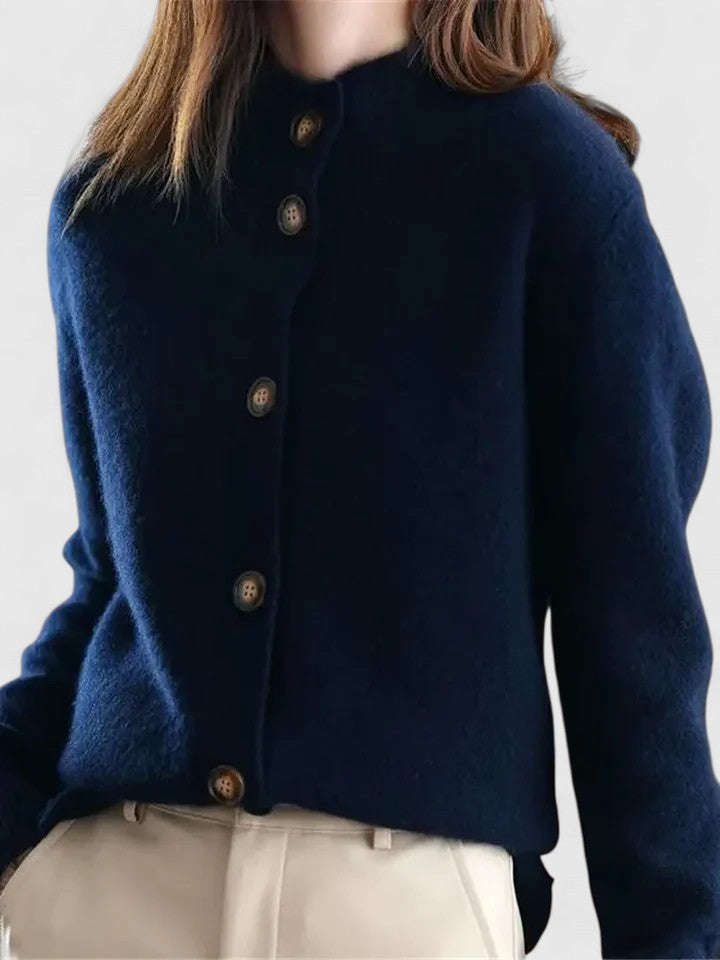Classic knitted cardigan with button placket 