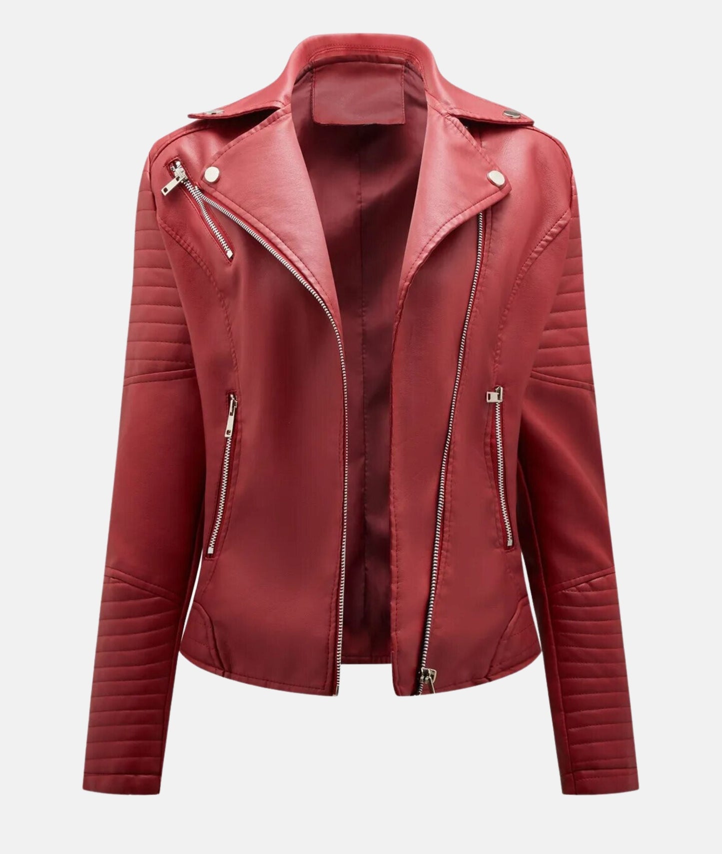 Stylish women's faux leather biker jacket 