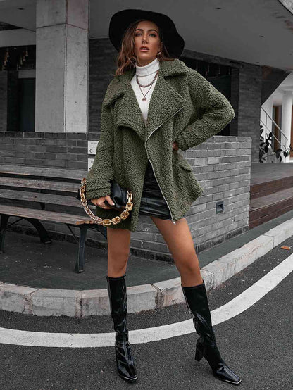 Crystal™ - Double Take Zip-Up Teddy Jacket with Collar