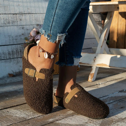 Cozy luxury lambskin slippers for winter comfort