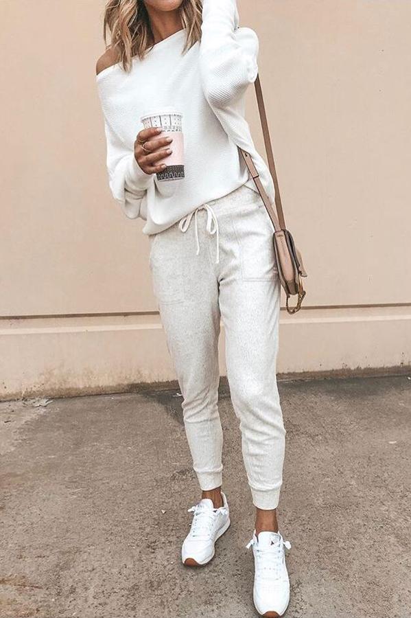 Ribbed off-shoulder shift top 