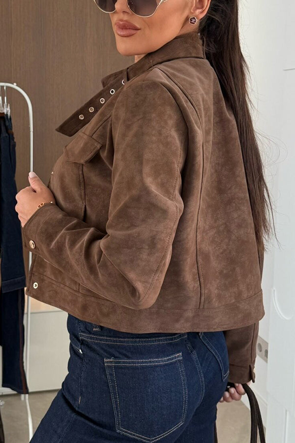 Stylish long-sleeved casual jacket with buttons 