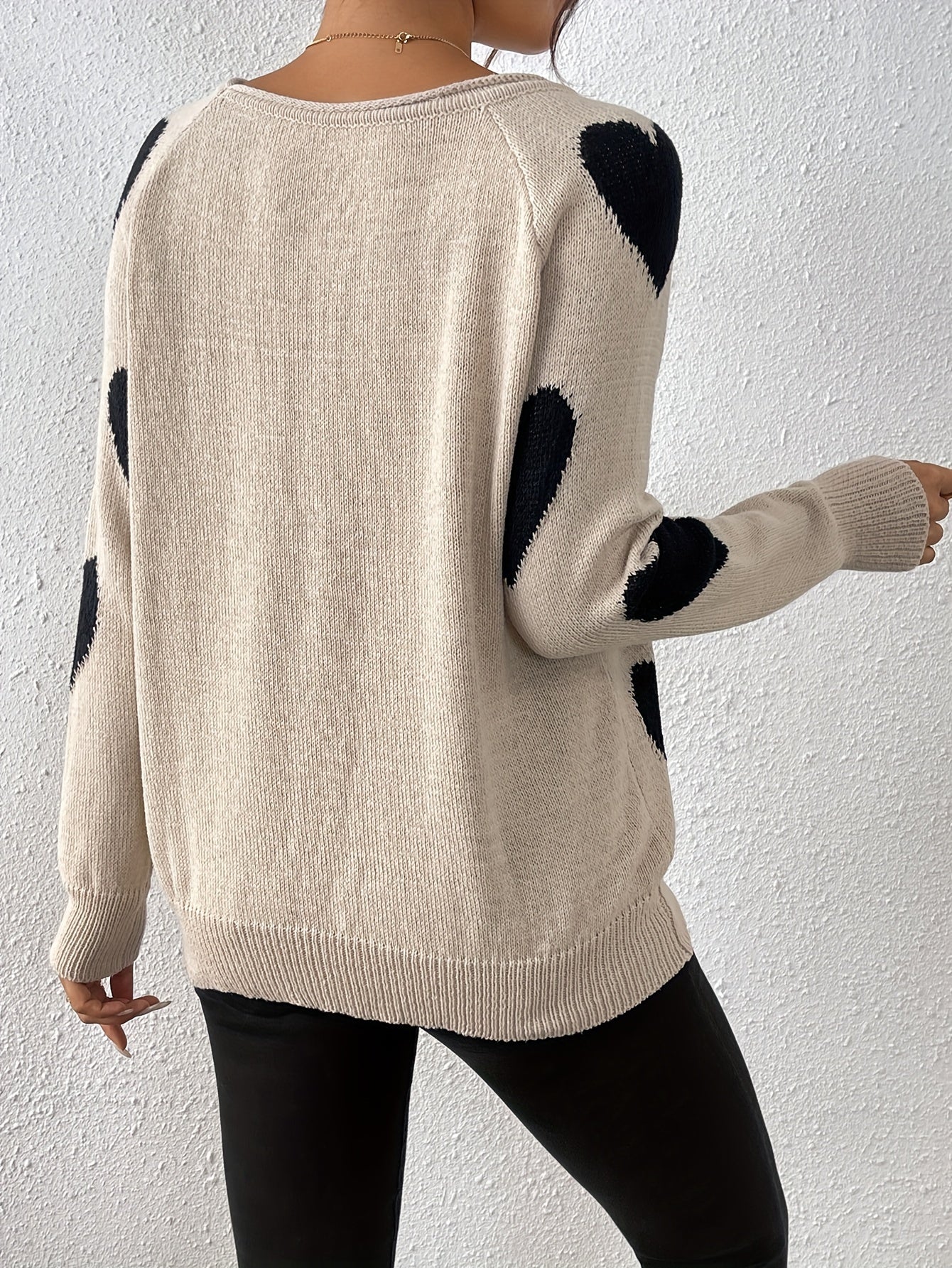 Cozy sweater with a heart pattern for a romantic winter style