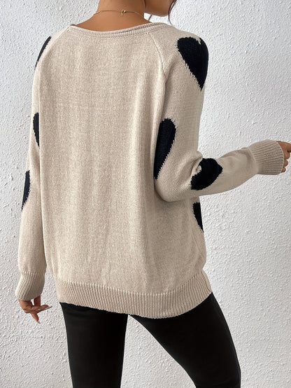 Cozy sweater with a heart pattern for a romantic winter style