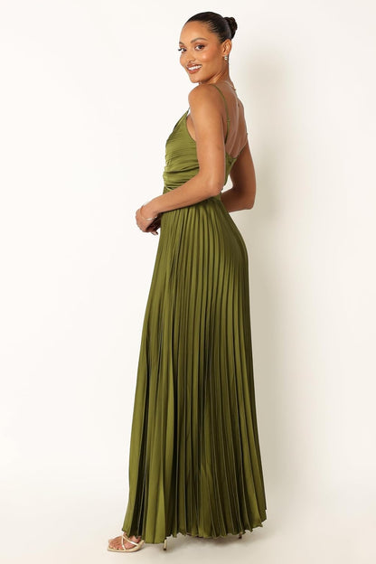 Elegant pleated midi dress for special occasions 