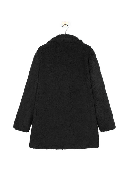 Cozy teddy plush short coat with lapel collar for women 