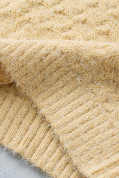 Emma™ - Apricot asymmetric neckline cold shoulder sweater with eyelashes 