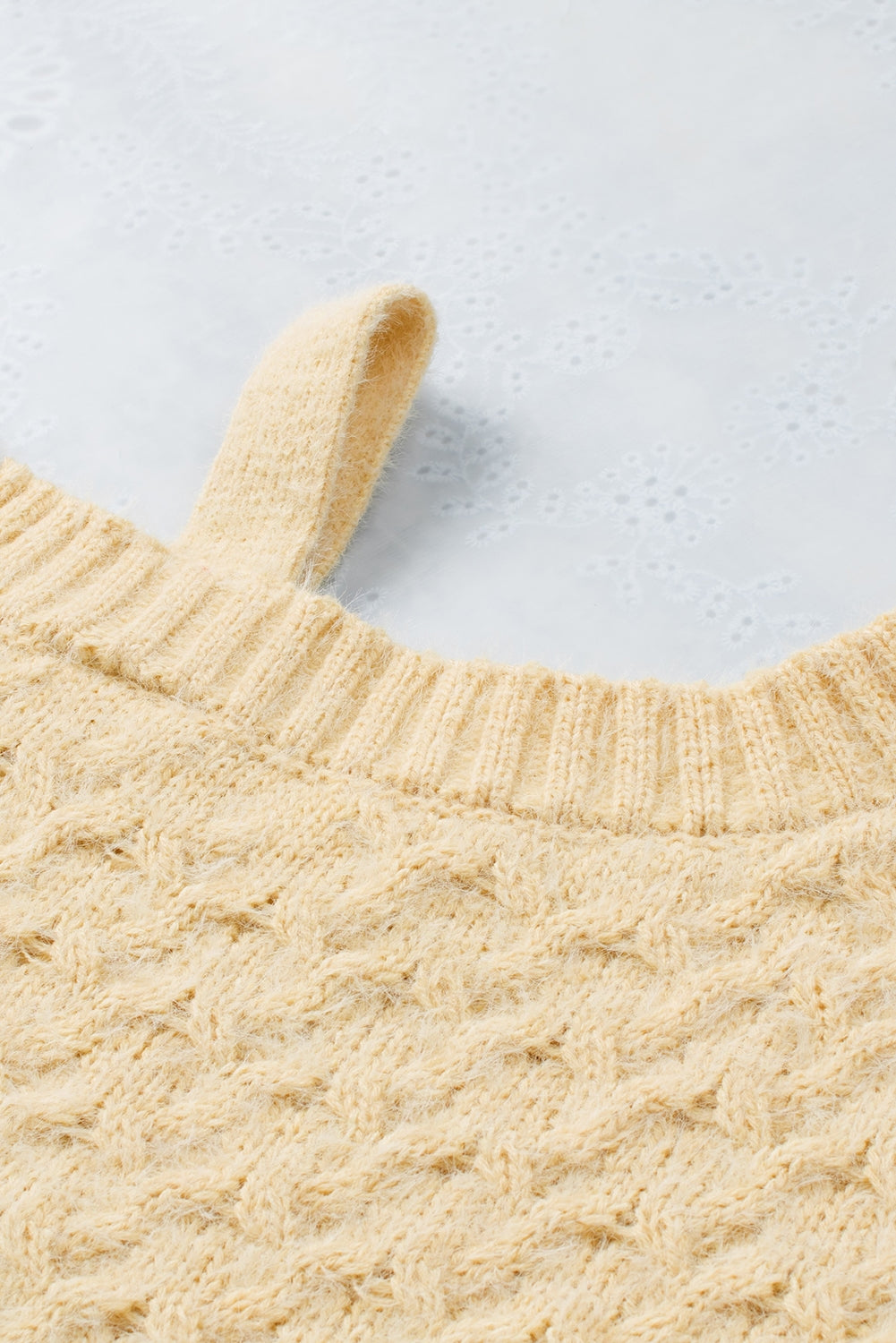 Emma™ - Apricot asymmetric neckline cold shoulder sweater with eyelashes 