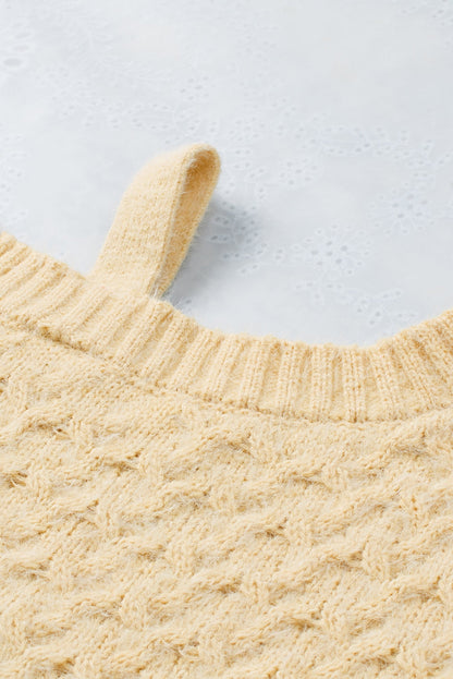 Emma™ - Apricot asymmetric neckline cold shoulder sweater with eyelashes 