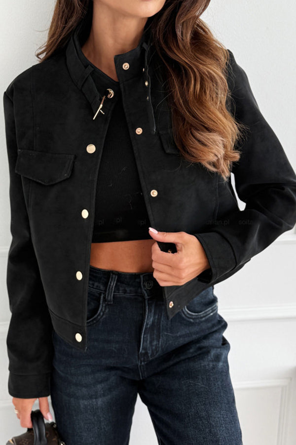 Stylish long-sleeved casual jacket with buttons 