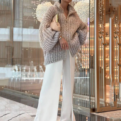 Glittering knit cardigan with sequins 