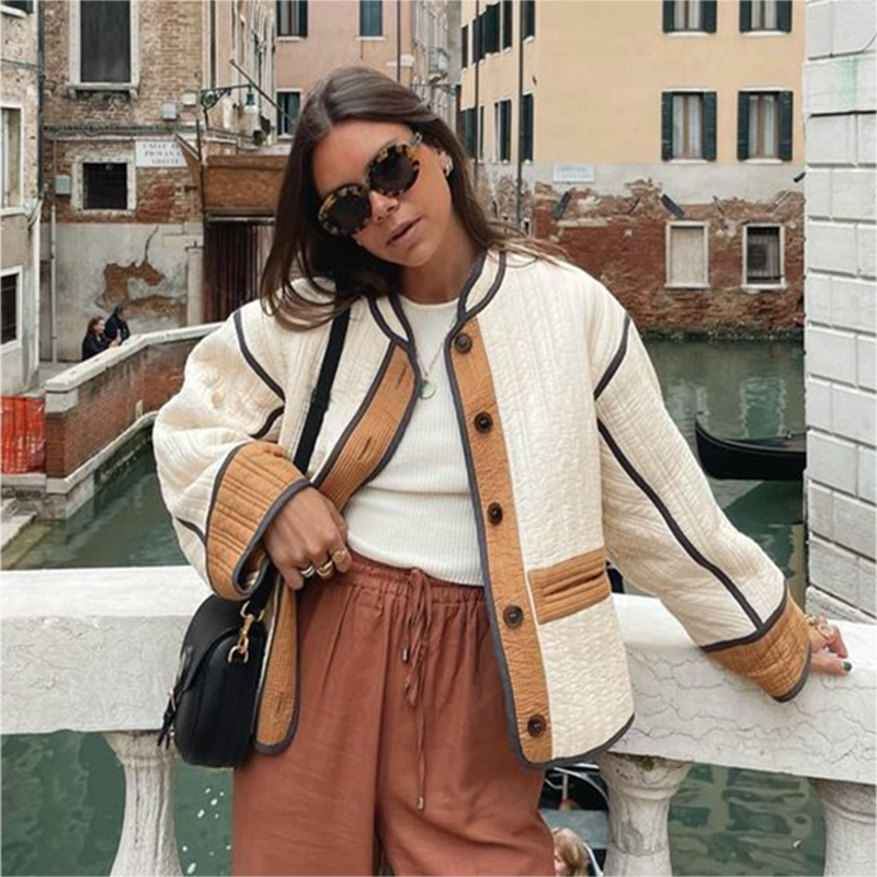 Cozy transitional jacket for women with button detail 