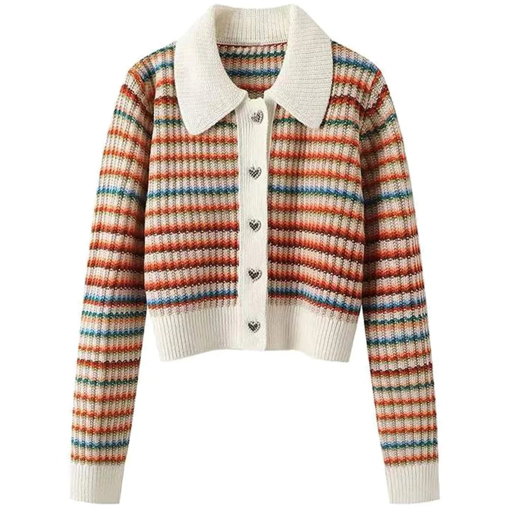 Mira | Striped cardigan with collar